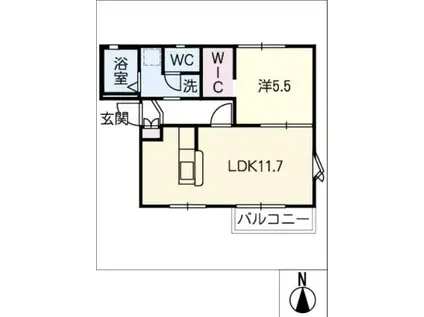 サンハイツ須成(1LDK/2階)の間取り写真