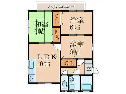 コスモシティK(3LDK/2階)の間取り写真
