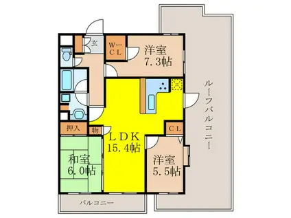 ファミール江坂シティプレイス(3LDK/13階)の間取り写真