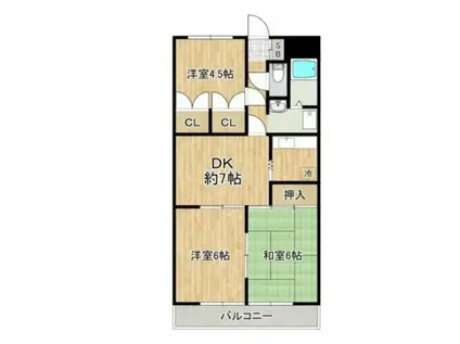 パレグランドール(3DK/4階)の間取り写真