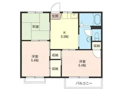 山百合ハイツ2号棟(3K/2階)の間取り写真