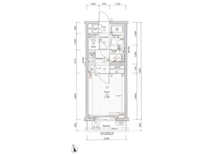 プレミアムキューブ奥沢MO(1K/3階)の間取り写真