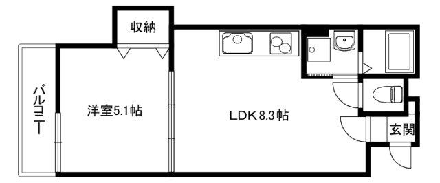 クレアール高槻古曽部(1LDK/2階)の間取り写真