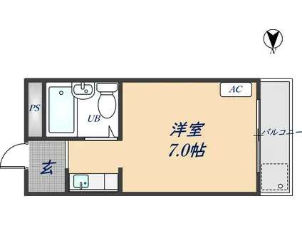大宝枚岡CTヒルズ(ワンルーム/1階)の間取り写真