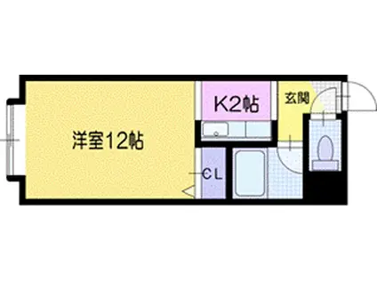セントラルハイツ2(1K/3階)の間取り写真