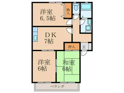 パルテール星ヶ丘III(3DK/2階)の間取り写真