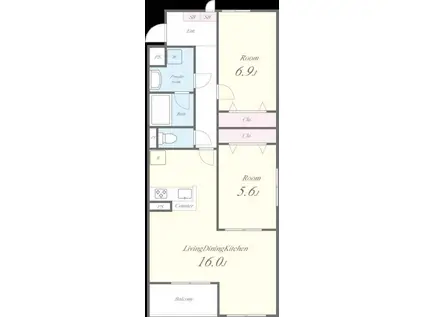 サウス COAT(2LDK/2階)の間取り写真