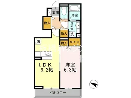 プレジオ志村(1LDK/1階)の間取り写真