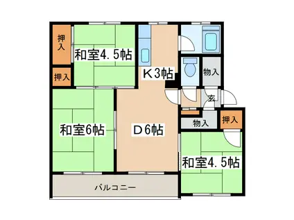 若草401マンション(3DK/4階)の間取り写真