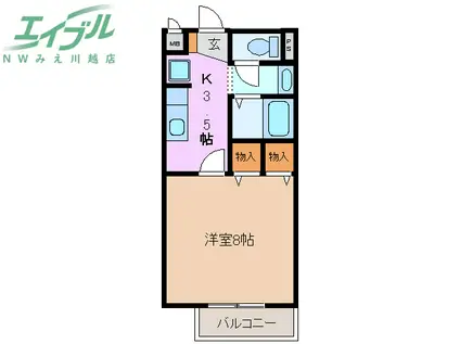 ネオハイツ大矢知(1K/1階)の間取り写真