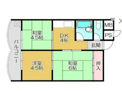 東加古川ハイツ(3DK/3階)の間取り写真