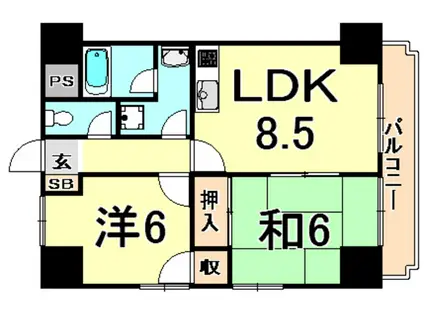 メゾンアヴァンセ(2DK/7階)の間取り写真