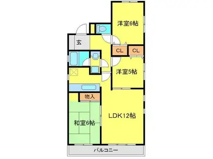 ドミール川越(3LDK/8階)の間取り写真