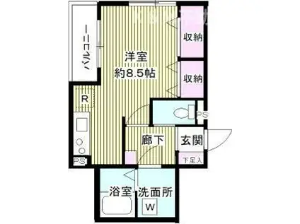 イルミナル(ワンルーム/3階)の間取り写真