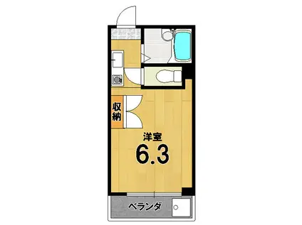 おうぎやマンション(ワンルーム/2階)の間取り写真