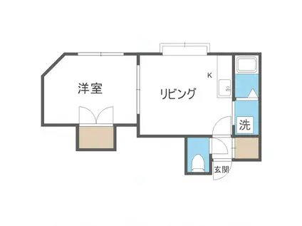 キリエI(1LDK/2階)の間取り写真