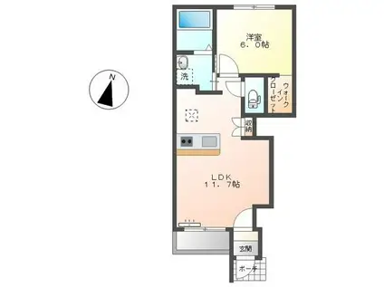 羽生市東スターテラスII(1LDK/1階)の間取り写真