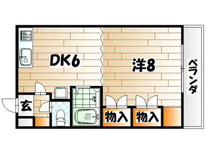 グリーンスポット(1DK/3階)の間取り写真