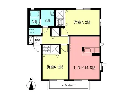 コーポ豊明B(2LDK/1階)の間取り写真