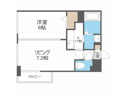 KDXレジデンス南三条(1LDK/6階)の間取り写真