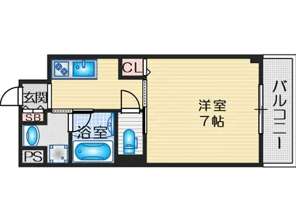 カーサ・ロイヤル吹田(1K/7階)の間取り写真