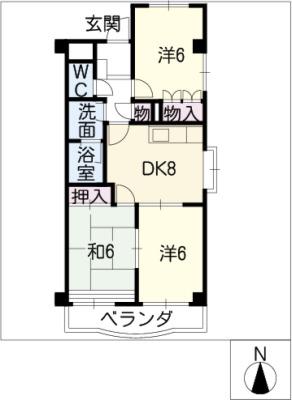 ラピュタ(2LDK/5階)の間取り写真