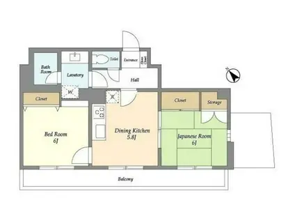 プラザ旗の台(2DK/1階)の間取り写真