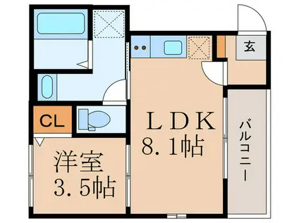 BLOOM′S TERRACE NAGITSUJI(1LDK/1階)の間取り写真