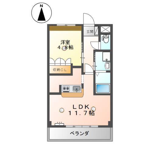 メゾンリリーライト(1LDK/2階)の間取り写真