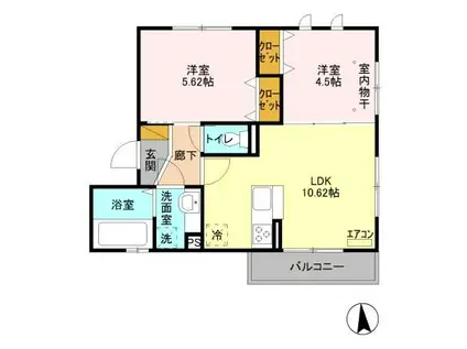 リヴェール(2LDK/3階)の間取り写真