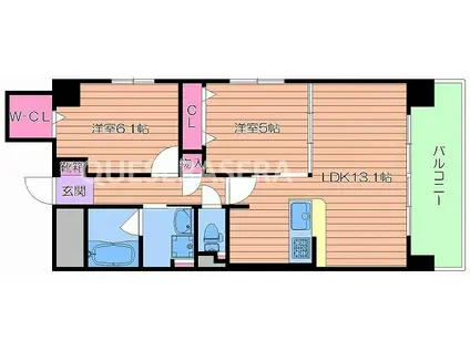ドゥージェム京橋(2LDK/2階)の間取り写真