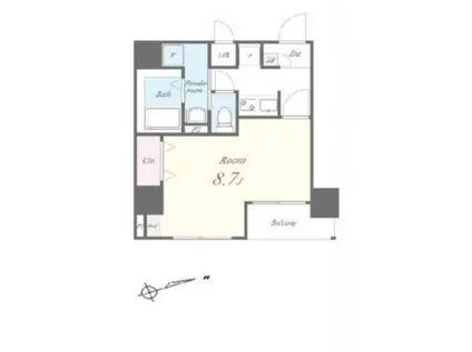 エヴァン コート カシマ(1K/3階)の間取り写真