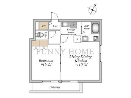 ザ・フォレスト明大前(1LDK/1階)の間取り写真