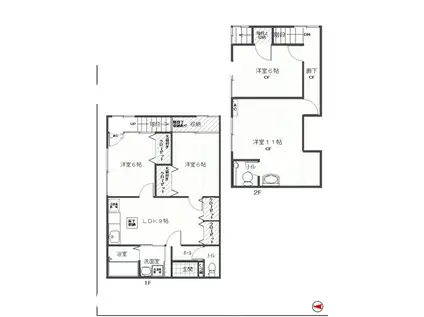 中島荘(4DK/1階)の間取り写真
