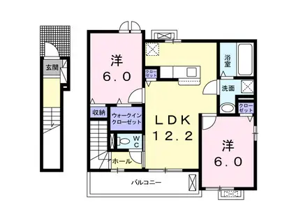 アンジュヴェールI(2LDK/2階)の間取り写真