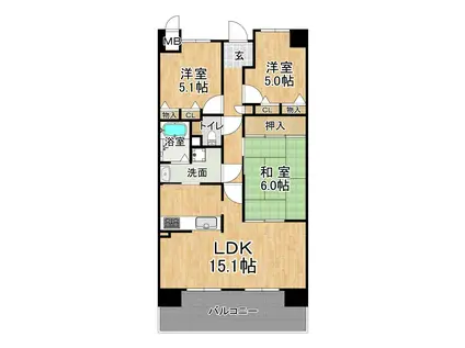 ウエストコート8番街2番館(3LDK/4階)の間取り写真