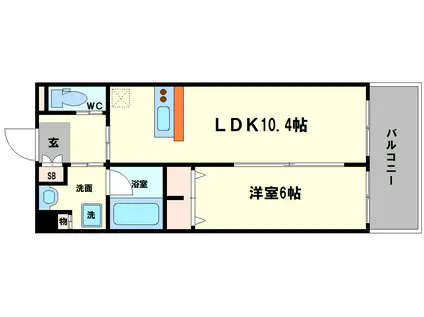 ディームス福島(1LDK/9階)の間取り写真