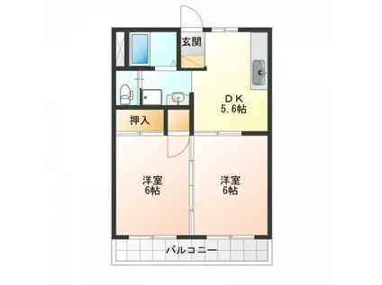 YAYOICHO FLAT(2DK/2階)の間取り写真