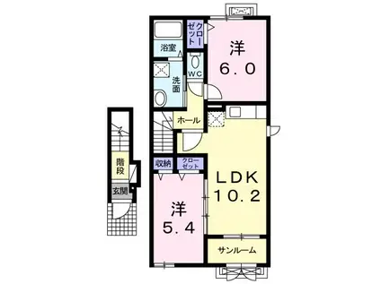 AJISAI T.T(2LDK/2階)の間取り写真