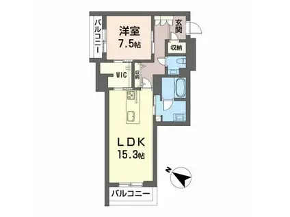 フォルトゥーナ石見(1LDK/4階)の間取り写真