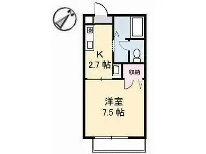 ノースヴェレッジB棟(1K/1階)の間取り写真