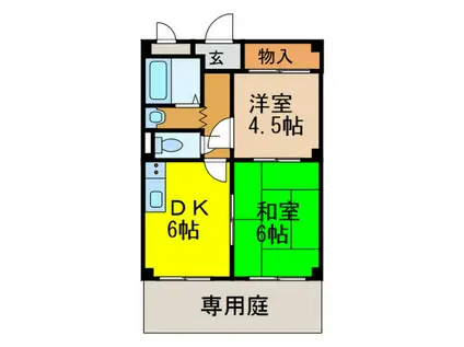 マリンコート川西(2DK/1階)の間取り写真