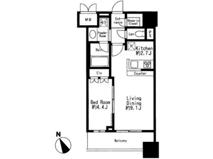 エスティメゾン四谷坂町(1LDK/2階)の間取り写真