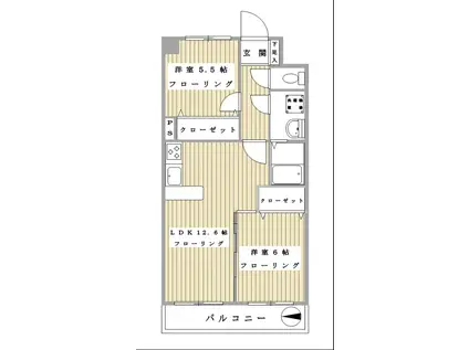 新横浜ルネジェラール壱番館(2LDK/2階)の間取り写真