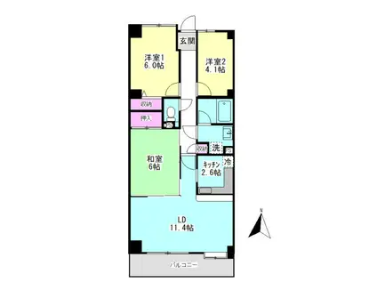RIS中央林間I(3LDK/2階)の間取り写真