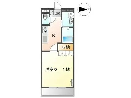 ボナールB(1K/2階)の間取り写真