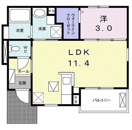 VERTESSEA・IX(1LDK/1階)の間取り写真