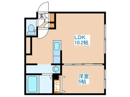 ノースポイント東札幌(1LDK/5階)の間取り写真