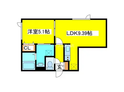 ル・フォート清田II(1LDK/3階)の間取り写真