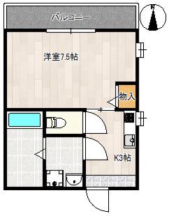 シャルム千林 二番館(1K/1階)の間取り写真